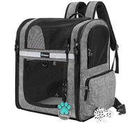 PetAmi Dog Backpack Carrier for Small Large Cat, Pet, Puppies, Ventilated Pet Hiking Backpack Travel Bag, Airline Approved Cat Backpack Carrier, Safety Back Support, Camping Biking, Max 18 lbs, Grey