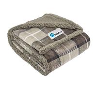 PetAmi Dog Blanket for Bed, XL Pet Blanket Large Dogs, Fleece Furniture Couch Cover Protector Sofa Car Crate Kennel, Soft Sherpa Cat Throw Plush Reversible Washable, Twin 60x80 Plaid Taupe