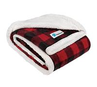 PetAmi Dog Blanket for Bed, XL Pet Blanket Large Dogs, Fleece Furniture Couch Cover Protector Sofa Car Crate Kennel, Soft Sherpa Cat Throw Plush Reversible Washable, Twin 60x80 Checker Red