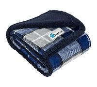 PetAmi Dog Blanket for Bed, XL Pet Blanket Large Dogs, Fleece Furniture Couch Cover Protector Sofa Car Crate Kennel, Soft Sherpa Cat Throw Plush Reversible Washable, Twin 60x80 Plaid Navy Blue