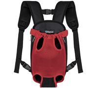 PetAmi Dog Carrier Backpack, Adjustable Dog Pet Cat Front Carrier Backpack | Ventilated Dog Chest Carrier for Hiking Camping Travel, Sling Bag for Small Medium Dog Cat Puppies, Large, 12-16 lbs, Red