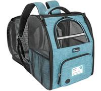 PetAmi Dog Cat Backpack Carrier, Expandable Pet Carrier Backpack for Travel Hiking, Small Medium Dog Puppy Large Cat Carrying Backpack, Airline Approved Ventilated Soft Back Support, 18 lbs, Teal Blue