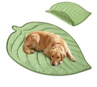 PetAmi Dog Cooling Mat, Leaf Shape, Reversible Cooling Nylon Blanket Soft Fleece Pet Pad for Dogs Cats, Summer All Season Use Q-Max>0.3, Large 52x60 in, Sage Green