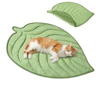 PetAmi Dog Cooling Mat, Leaf Shape, Reversible Cooling Nylon Blanket Soft Fleece Pet Pad for Dogs Cats, Summer All Season Use Q-Max>0.3, Small 32x39 in, Sage Green