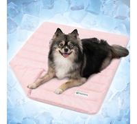 PetAmi Dog Cooling Mat, Q-Max Pet Cooling Blanket with Thick Cushioning, Self Cooling Pad for Dogs & Cats, Reversible Summer Mat for Crate, Couch, Kennel, Pink, Small (24x32)