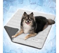 PetAmi Dog Cooling Mat, Q-Max Pet Cooling Blanket with Thick Cushioning, Self Cooling Pad for Dogs & Cats, Reversible Summer Mat for Crate, Couch, Kennel, Gray/Light Grey, Medium (29x40)