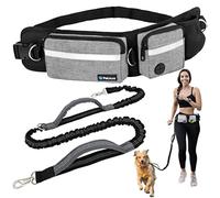 PetAmi Dog Hands Free Running Leash Belt Bag, Heather Grey, 4 inches, Single