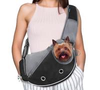 PetAmi Dog Sling Carrier for Small Dogs, Puppy Carrier Purse, Hands Free Cat Sling for Small & Medium Pet, Adjustable Crossbody Travel Bag, Reflective Trim, Poop Bag Dispenser, Max 5 lbs, Black