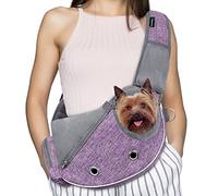 PetAmi Dog Sling Carrier for Small Dogs, Puppy Carrier Sling Purse, Dog Bags For Traveling, Carrying Bag to Wear Medium Cat, Adjustable Crossbody Pet Sling Travel Poop Bag Dispenser, Max 5 lbs, Purple