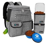 PetAmi Dog Travel Bag Backpack, Airline Approved Dog Bags for Traveling, Puppy Diaper Bag Supplies, Pet Camping Essentials Hiking Accessories Dog Mom Gift, Food Container, Collapsible Bowls, Gray