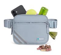 PetAmi Dog Treat Pouch for Walking, Training & Jogging, Hands-Free Dog Walking Bag with Adjustable Crossbody or Waist Strap, Poop Bag Dispenser, Zippered Pockets, Light Blue