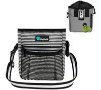 PetAmi Dog Treat Pouch, Pet Treat Pouch for Training, Dog Walking Bag Holder for Kibbles, Pet Food Toy, Dog Trainer Essentials Supplies, Poop Bag Dispenser, 3 Ways to Wear (Black Stripes)