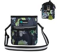 PetAmi Dog Treat Pouch, Pet Treat Pouch for Training, Dog Walking Bag Holder for Kibbles, Pet Food Toy, Dog Trainer Essentials Supplies, Poop Bag Dispenser, 3 Ways to Wear (Floral Grey)