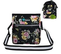 PetAmi Dog Treat Pouch, Pet Treat Pouch for Training, Dog Walking Bag Holder for Kibbles, Pet Food Toy, Dog Trainer Essentials Supplies, Poop Bag Dispenser, 3 Ways to Wear (Floral Black)
