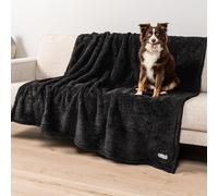 PetAmi Fluffy Waterproof Dog Blanket for Bed Large Dogs, Soft Warm Pet Sherpa Throw Pee Proof Couch Cover, Reversible Cat Blanket Sofa Crate Kennel Protector, Washable Mat (Black, 60x80)