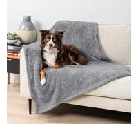 PetAmi Fluffy Waterproof Dog Blanket for Medium Large Dogs, Soft Warm Pet Sherpa Throw Pee Proof Couch Cover, Reversible Cat Bed Blanket Sofa Protector, Plush Washable Pad (Light Grey, 40x60)