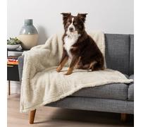 PetAmi Fluffy Waterproof Dog Blanket for Medium Large Dogs, Soft Warm Pet Sherpa Throw Pee Proof Couch Cover, Reversible Cat Bed Blanket Sofa Protector, Plush Washable Pad (Beige Cream, 40x60)