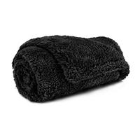 PetAmi Fluffy Waterproof Dog Blanket for Small Medium Dogs, Soft Warm Pet Sherpa Throw Pee Proof Couch Cover, Reversible Cat Puppy Bed Blanket Sofa Protector, Plush Washable Pad (Black, 29x40)