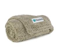 PetAmi Fluffy Waterproof Dog Blanket for Small Medium Dogs, Soft Warm Pet Sherpa Throw Pee Proof Couch Cover, Reversible Cat Puppy Bed Blanket Sofa Protector, Plush Washable Pad (Taupe Camel, 24x32)