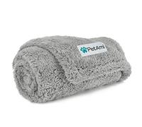 PetAmi Fluffy Waterproof Dog Blanket for Small Medium Dogs, Soft Warm Pet Sherpa Throw Pee Proof Couch Cover, Reversible Cat Puppy Bed Blanket Sofa Protector, Plush Washable Pad (Light Grey, 24x32)