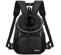PetAmi Front Carrier Backpack for Dogs and Cats, Adjustable Ventilated Pet Chest Carrier for Hiking Camping Travel, Small Medium Dog Puppy Large Cat Carrying Bag, Max 15 lbs, Black