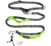 PetAmi Heavy Duty Hands-Free Waist Leash for Dog Walking, Jogging, Hiking, Bungee Belt Leash with Padded Dual Handle for Small, Medium, Large Dogs up to 150 lbs, Adjustable, Reflective, Green