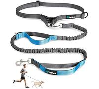 PetAmi Heavy Duty Hands-Free Waist Leash for Dog Walking, Jogging, Hiking, Bungee Belt Leash with Padded Dual Handle for Small, Medium, Large Dogs up to 150 lbs, Adjustable, Reflective, Sea Blue