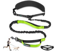 PetAmi Premium Hands Free Dog Leash, Adjustable Waist Belt for Large Dog Walking Up to 125 lbs, Bungee Leash for Pet Running, Hiking, Reflective Safety Leash Belt for Jogging, Biking, Green Handle