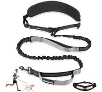 PetAmi Premium Hands Free Dog Leash, Adjustable Waist Belt for Large Dog Walking Up to 125 lbs, Bungee Leash for Pet Running, Hiking, Reflective Safety Leash Belt for Jogging, Biking, Grey Handle