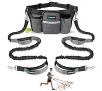 PetAmi Premium Hands Free Dog Leash for 2 Dogs, Adjustable Waist Belt Leash for Dog Walking, Running, Hiking, Jogging, Biking, Charcoal Grey