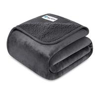 PetAmi Premium Waterproof Dog Blanket for Small Medium Dogs, Reversible Sherpa & Flannel Fleece, Leakproof Pet Throw for Couch Protection, Soft Plush Furniture Protector for Cats, Washable, 24x32 Grey