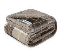 PetAmi - Waterproof Blanket for Small Medium Dogs, Puppies, Cats, Couch Blanket Leakproof Protection, Sherpa Fleece, Reversible, Soft, Washable, 74 x 102 cm, Check, Beige