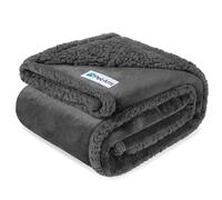 PetAmi Waterproof Dog Blanket for Couch, Sofa | Grey Waterproof Sherpa Pet Blanket for Large Dogs, Puppies | Super Soft Washable Microfiber Fleece | Reversible Design | 60 x 40 (Gray/Gray)