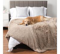 PetAmi Waterproof Dog Blanket for Large Dog, Calming Pet Blanket Bed Couch Cover Protector, Washable Sherpa Faux Fur Throw for Sofa Furniture Protection, Soft Fluffy 60x80 Taupe