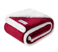 PetAmi Waterproof Dog Blanket for Medium Large Dog, Pet Puppy Blanket Couch Cover Protection, Sherpa Fleece Cat Blanket, Sofa Bed Furniture Protector Reversible Soft Plush Washable, 60x40 Wine Red