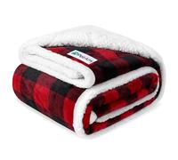 PetAmi Waterproof Dog Blanket for Medium Large Dog Puppy Cat Throw for Couch Cover Leakproof Protection, Sherpa Fleece, Reversible Soft Washable 60x40 Checker Plaid Red