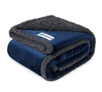 PetAmi Waterproof Dog Blanket for Medium Large XL Dog Puppy Cat Throw for Couch Cover Leakproof Protection, Sherpa Fleece, Reversible Soft Washable 80x60 Navy Gray