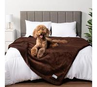 PetAmi Waterproof Dog Blanket for Queen Bed Large XL Dog Throw for Couch Cover Leakproof Furniture Protection, Sherpa Fleece, Reversible Soft Washable 90x90 Brown Brown