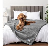 PetAmi Waterproof Dog Blanket for Queen Bed Large XL Dog Throw for Couch Cover Leakproof Furniture Protection, Sherpa Fleece, Reversible Soft Washable 90x90 Light Gray