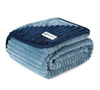 PetAmi Waterproof Dog Blanket, Leakproof Pet Blanket for Small Medium Large Dogs, Reversible Furniture Bed Sofa Couch Cover Protector, Plush Striped Pet Throw for Indoor Cat, 60x80 in, Navy Blue