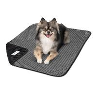 PetAmi Waterproof Dog Blanket, Leakproof Pet Blanket for Small Medium Large Dogs, Reversible Furniture Bed Sofa Couch Cover Protector, Plush Striped Pet Throw for Indoor Cat, 29x40 in, Black Grey