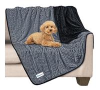 PetAmi Waterproof Dog Blanket, Leakproof Puppy Blanket for Medium Large Dogs, Furniture Sofa Couch Cover Protector, Fleece Pet Throw Indoor Cat Kitten, Reversible Washable Soft Plush, 40x60 Black Gray