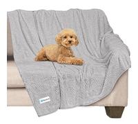 PetAmi Waterproof Fleece Dog Blanket, Pet Blanket Small Medium Large Dogs, Waffle Textured Throw Bed Couch Protector Indoor Cat Puppy Kitten, Reversible Warm Soft Plush Fuzzy, Large 40x60 Light Gray