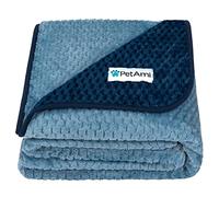 PetAmi Waterproof Fleece Dog Blanket, Pet Blanket Small Medium Large Dogs, Waffle Textured Throw Bed Couch Protector Indoor Cat Puppy Kitten, Reversible Warm Soft Plush Fuzzy, X-Large 60x80 Navy/Blue