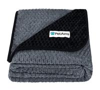PetAmi Waterproof Fleece Dog Blanket, Pet Blanket Small Medium Large Dogs, Waffle Textured Throw Bed Couch Protector Indoor Cat Puppy Kitten, Reversible Warm Soft Plush Fuzzy, X-Large 60x80 Black/Gray