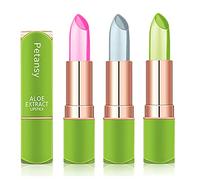 Petansy 3 Packs Aloe Vera Lipstick, Lips Moisturizer Long Lasting Nutritious Lip Balm Magic Temperature Color Change Lip Gloss-Set