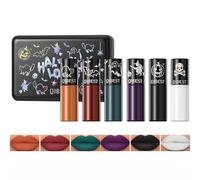 Petansy Matte Lipstick Set 6 Colors Halloween Dark Liquid Lipstick Black Matte Lipgloss Long Lasting Smudge Proof Black Lip Stain Makeup Set