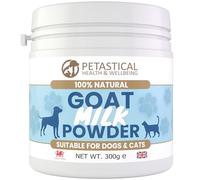 Petastical Goat Milk Powder for Dogs & Cats, 100% Natural, Rich in Nutrients & Probiotics, Tasty Food Topper or Milk Alternative, Supports Digestion, Immunity & Hydration (300g)