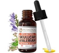 Petastical Skullcap Valerian, Cat Dog Calming, Anxiety Calming Drops, Home Alone, Barking, Loud Noises, Fireworks, Travel (30ml)