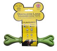 Petaverse Play Large Dental Bone Dog Toy, Beef Flavoured, Tough Durable Chew for Mental Stimulation and Dental Health, Made in UK, Green